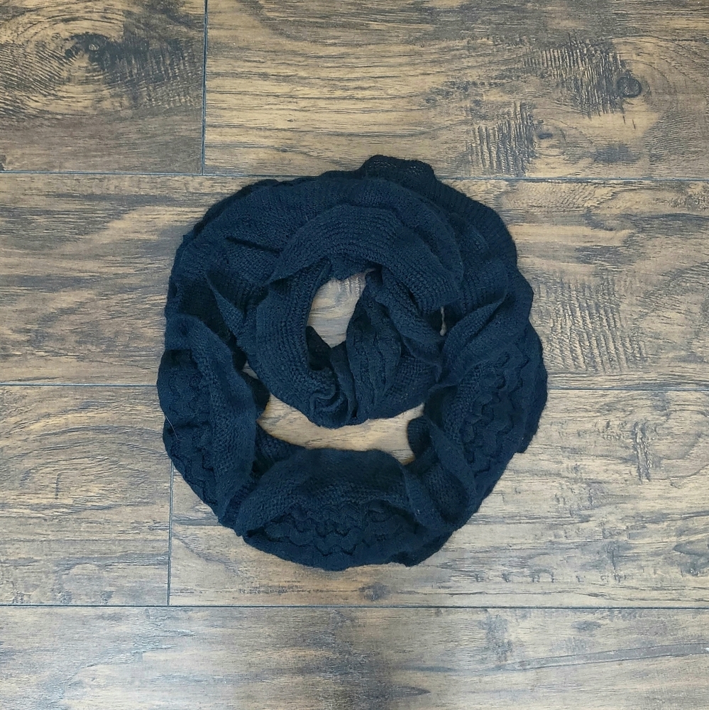 4/$20 - Black Ruffled Infinity Scarf